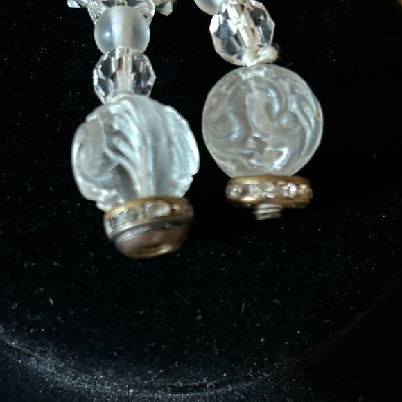 Vintage 4 Strand Clear Glass Bead Necklace with Unique Clasp Gimbel Brothers - Picture 4 of 9